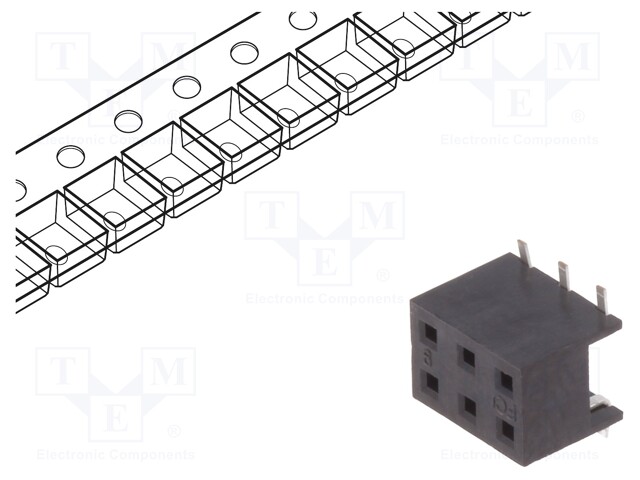 Socket; wire-board; female; Minitek; 2mm; PIN: 6; SMT; on PCBs; 2A