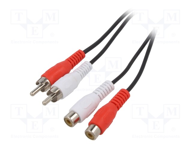 Cable; RCA socket x2,RCA plug x2; 1.5m; Plating: nickel plated