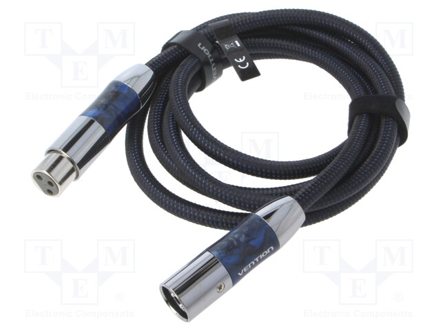 Cable; XLR male 3pin,XLR female 3pin; 2m; Plating: nickel plated