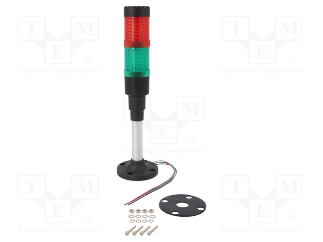 Signaller: signalling column; LED; red/green; Usup: 230VAC; 40mm