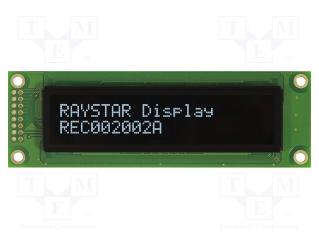 Display: OLED; alphanumeric; 20x2; Dim: 116x37x9.8mm; white; PIN: 16