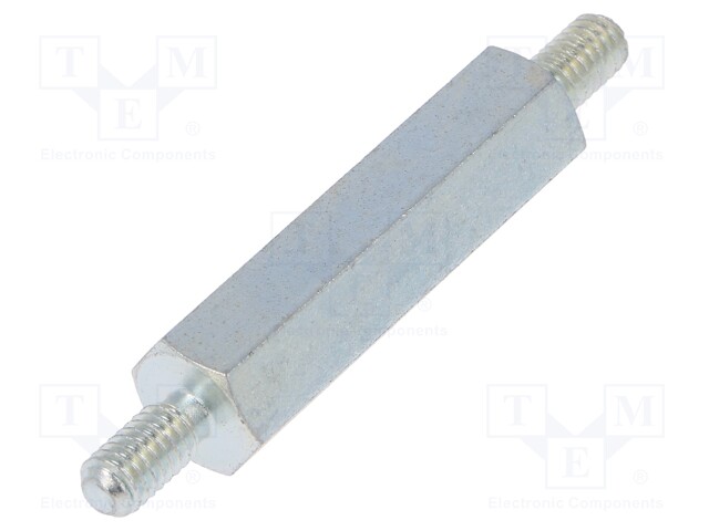 Screwed spacer sleeve; 30mm; Ext.thread: M4; hexagonal; steel