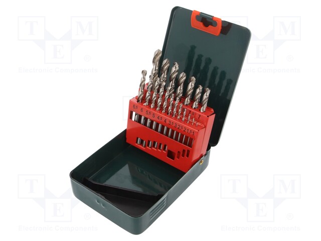 Tool accessories: drill set; Pcs: 19; Mat: HSS-G; 900N/mm2