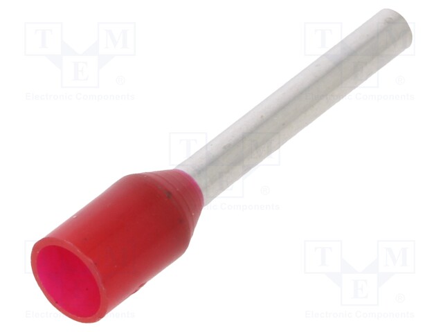 FERRULE TERMINAL, 12 X 1.4MM, CRIMP, RED