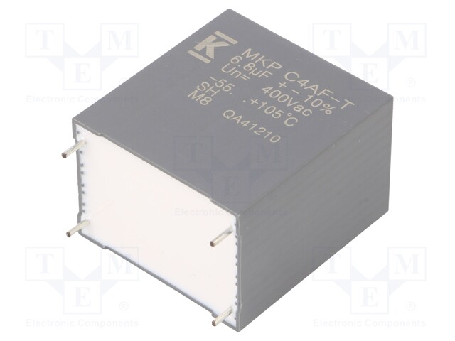 AC Film Capacitor, 6.8 µF, 400 VAC, Metallized PP, ± 10%, C4AF Series, Radial Box