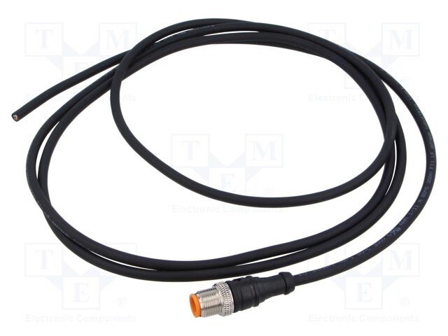 Connection lead; M12; PIN: 4; straight; 2m; plug; 250VAC; 4A; IP67