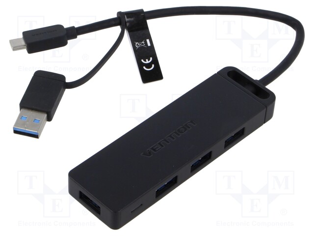 Hub USB; USB A socket x4,USB A plug,USB B micro plug; USB 3.0