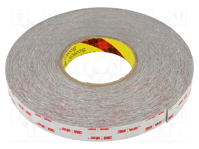 Tape: fixing; W: 19mm; L: 20m; Thk: 1.1mm; acrylic; grey