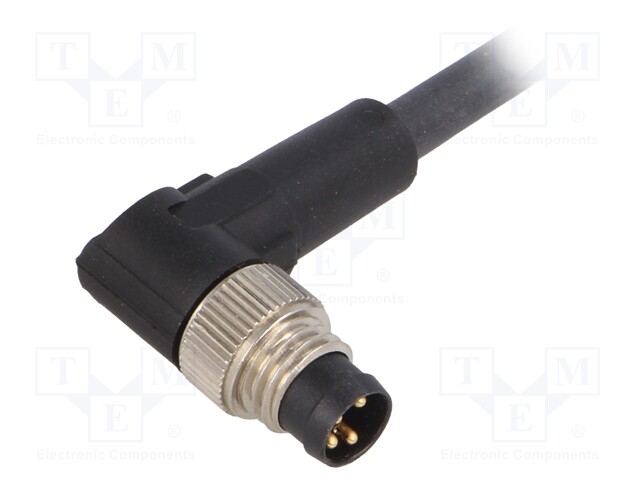 Connection lead; M8; PIN: 4; angled; 5m; plug; 60VAC; 4A; -25÷80°C