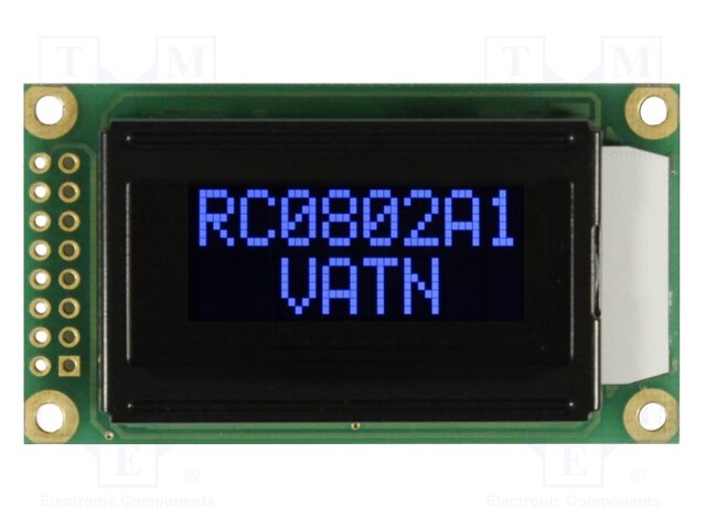 Display: LCD; alphanumeric; VA Negative; 8x2; 58x32x13.2mm; LED