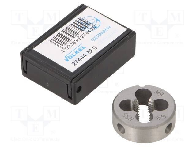 Threading die; HSS; M9; 1.25; Ø: 25mm; Thk: 9mm; Conform to: DIN 223