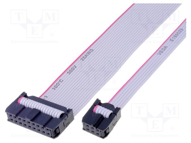 Ribbon cable with IDC connectors; 30x28AWG; Cable ph: 1.27mm