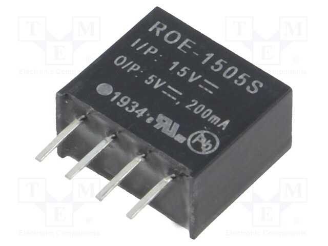 Converter: DC/DC; 1W; Uin: 10.8÷13.2V; Uout: 5VDC; Iout: 200mA; SIP4