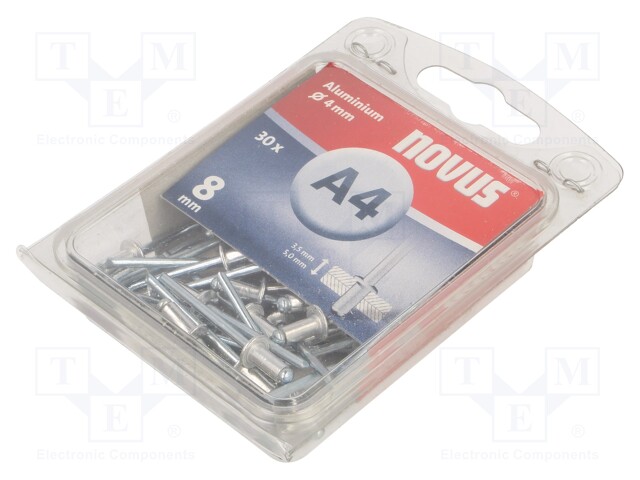 Mount.elem: rivet; 30pcs; L.rivet: 8mm; Rivet diam: 4mm