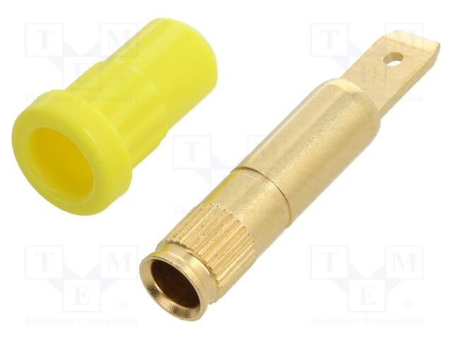 Socket; 4mm banana; 25A; 30VAC; 60VDC; yellow; gold-plated; 6.8mm