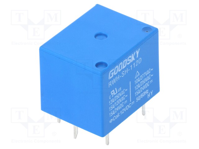 Relay: electromagnetic; SPDT; Ucoil: 12VDC; 12A/250VAC; 15A/24VDC