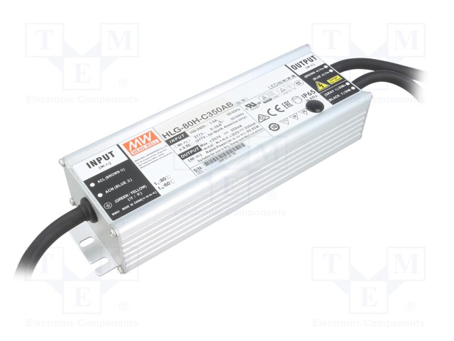 Power supply: switched-mode; LED; 89.95W; 167÷257VDC; 210÷350mA