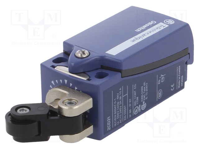 Limit switch; lever R 20,2mm, plastic roller Ø14mm; NO + NC