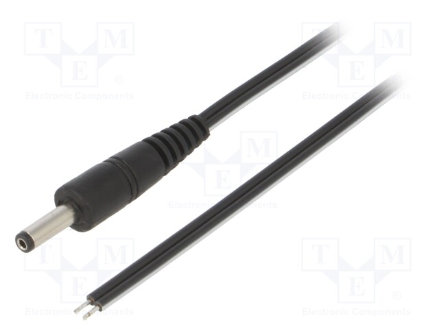 Cable; wires,DC 4,0/1,7 plug; straight; 0.5mm2; black; 1.5m