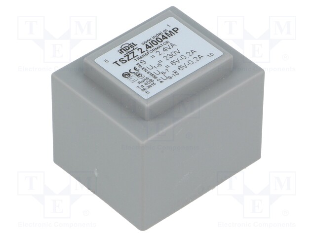 Transformer: encapsulated; 2.4VA; 230VAC; 6V; 6V; 0.2A; 0.2A; IP00