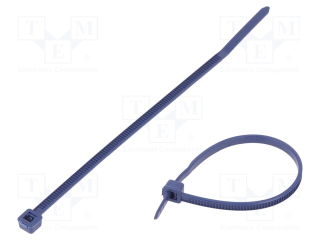 Cable tie; with metal; L: 100mm; W: 2.5mm; polyamide; 60N; blue