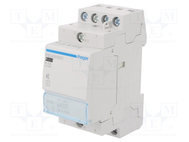 Contactor: 4-pole installation; 25A; 24VAC; NO x4; DIN; -10÷50°C