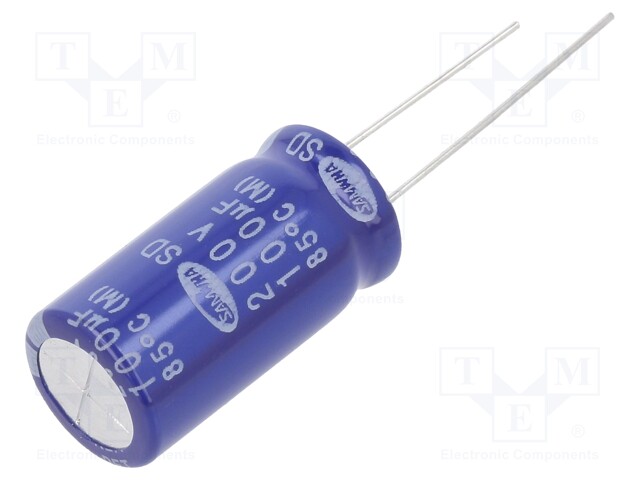 Capacitor: electrolytic; THT; 100uF; 200VDC; Ø12.5x25mm; ±20%