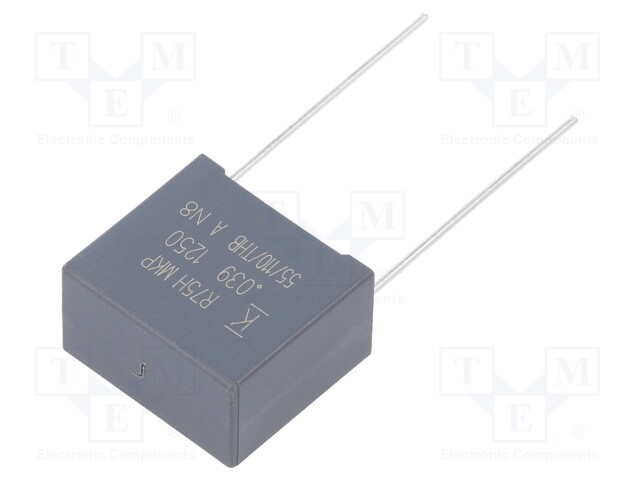 DC Film Capacitor, 0.039 µF, 1.25 kV, Metallized PP, ± 5%, R75H Series, Radial Box