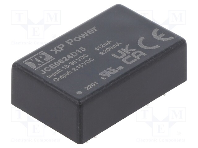 Isolated Board Mount DC/DC Converter, 2:1 Input, ITE, 2 Output, 6 W, 15 V, 200 mA, -15 V