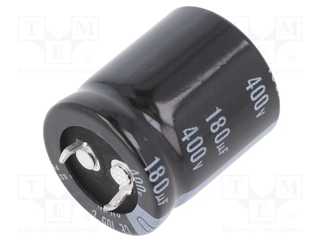 Capacitor: electrolytic; SNAP-IN; 180uF; 400VDC; Ø25x30mm; ±20%