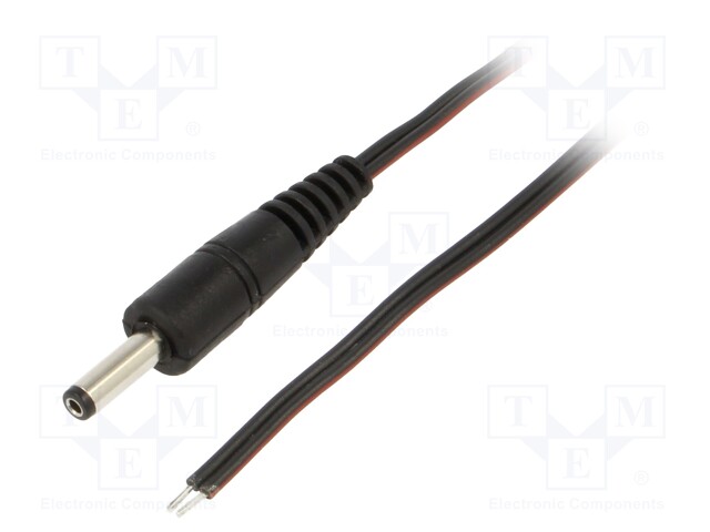 Cable; wires,DC 4,0/1,7 plug; straight; 0.35mm2; black; 0.5m
