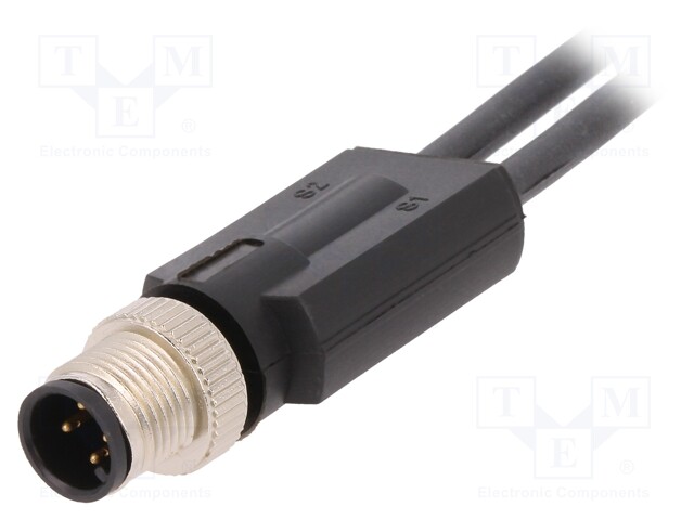 Connection lead; M12; PIN: 4; 5m; plug; 250VAC; 4A; -25÷80°C; 250VDC