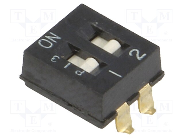 Switch: DIP-SWITCH; Poles number: 2; ON-OFF; 0.025A/24VDC; Pos: 2