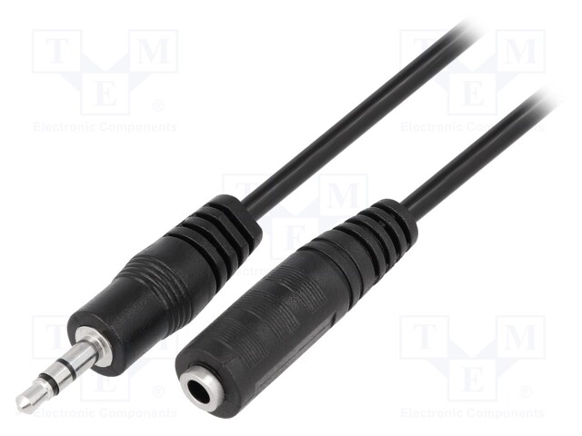 Cable; Jack 3.5mm socket,Jack 3.5mm plug; 5m; black