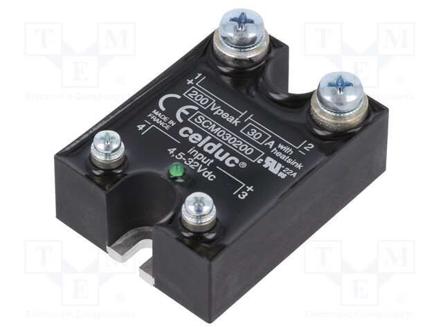 Relay: solid state; Ucntrl: 4.5÷32VDC; 30A; 2÷200VDC; Series: SCM