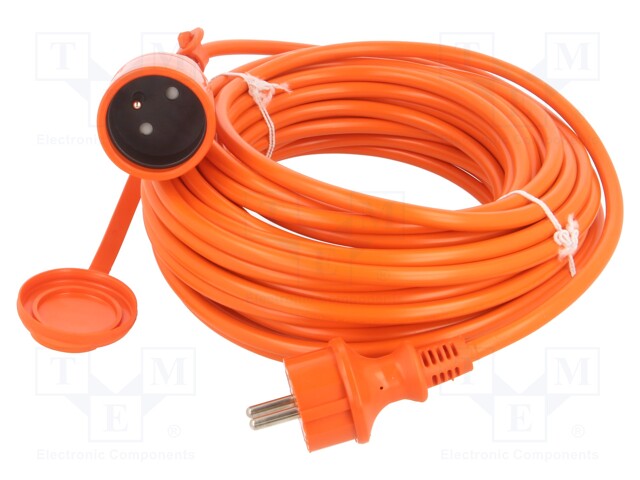 Extension lead; Sockets: 1; PVC; orange; 3x1,5mm2; 15m; 16A