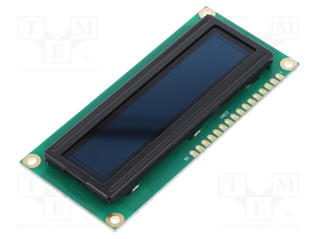 Display: OLED; alphanumeric; 16x2; Dim: 80x36x10mm; red; PIN: 16