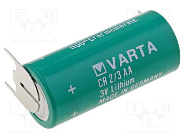 Battery: lithium; 3V; 2/3AA,2/3R6; 3pin; Ø14.8x33.5mm; 1350mAh