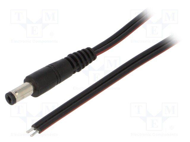 Cable; wires,DC 5,5/2,1 plug; straight; 0.75mm2; black; 1.5m