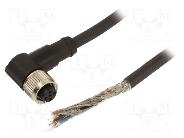 Connection lead; M12; PIN: 5; angled; 2m; plug; 60VAC; 4A; -25÷80°C