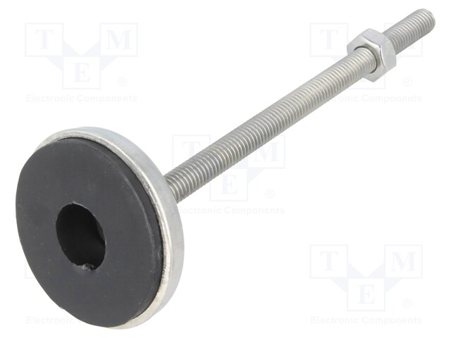 Foot of pin; rigid; Base dia: 55mm; M10; stainless steel