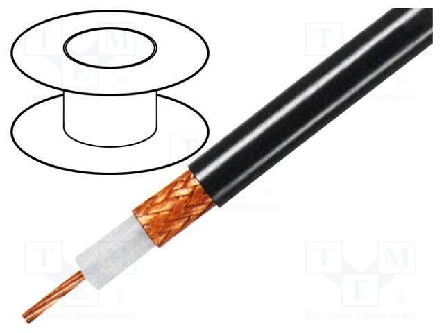 Wire: coaxial; RG213U; 1x50Ω; stranded; Cu; PVC; black; 100m