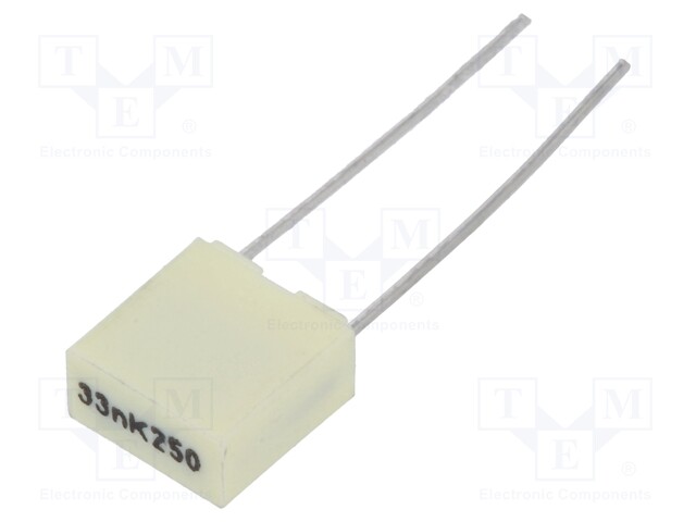 Capacitor: polyester; 33nF; 160VAC; 250VDC; Pitch: 5mm; ±10%