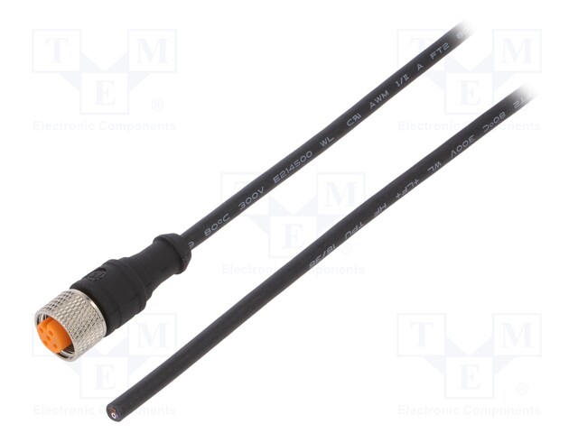 Connection lead; M12; PIN: 4; straight; 5m; plug; 250VAC; 4A; IP67