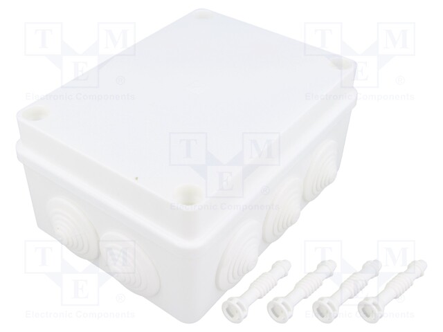 Enclosure: junction box; X: 110mm; Y: 150mm; Z: 70mm; IP65; white