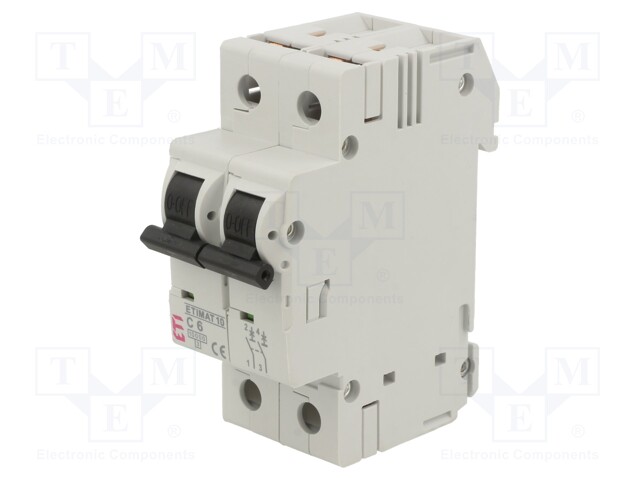 Circuit breaker; 230/400VAC; Inom: 6A; Poles: 2; DIN; Charact: C