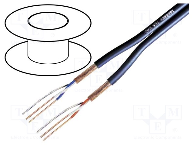 Wire: microphone cable; 2x2x0,22mm2; dark blue; OFC; -15÷70°C