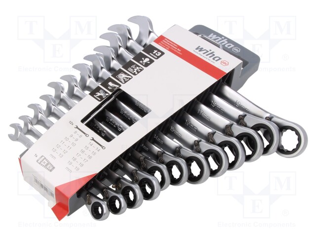 Wrenches set; combination spanner,with ratchet; 12pcs.