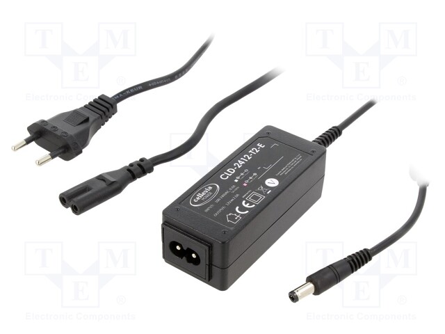 Power supply: switched-mode; 12VDC; 2A; Out: 5,5/2,1; 24W; 0÷40°C