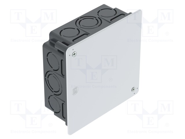 Enclosure: back box; X: 100mm; Y: 100mm; Z: 45mm; plaster embedded